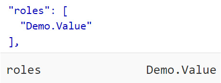 Figure 3.14 – Decoded token and claims entries showing assigned roles
