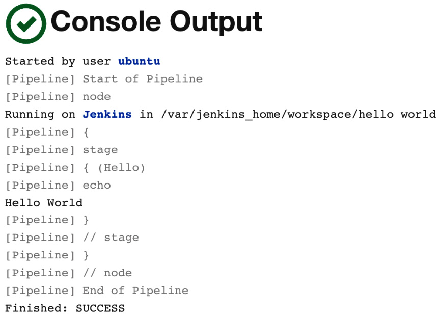 Figure 3.6 – Console Output in the Jenkins web interface
