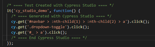 Figure 10.11 – The Cypress Studio-created code snippet example
