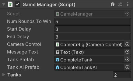 Figure 12.7 – The Game Manager script in the inspector
