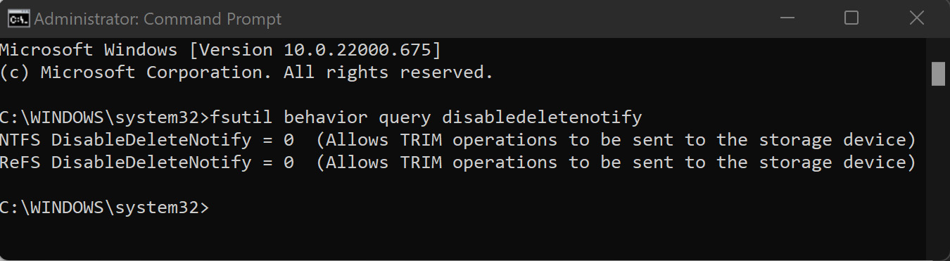 Figure 8.3 – TRIM operations enabled
