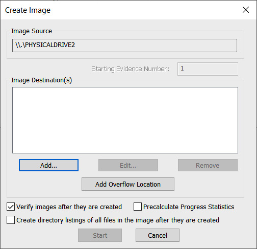 Figure 8.14 – FTK Imager Create Image window
