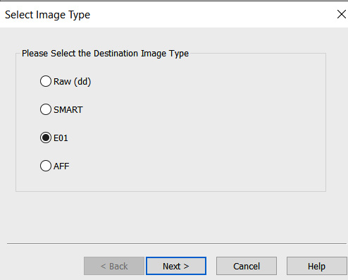 Figure 8.15 – FTK Imager Select Image Type window
