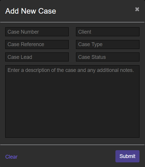 Figure 13.6 – New Case information
