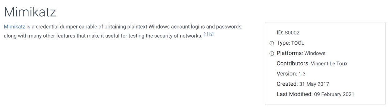 Figure 17.10 – Mimikatz tool profile
