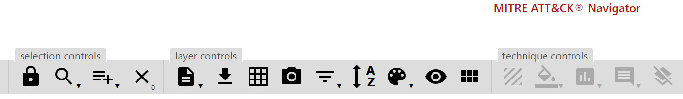 Figure 17.12 – ATT&CK Navigator controls
