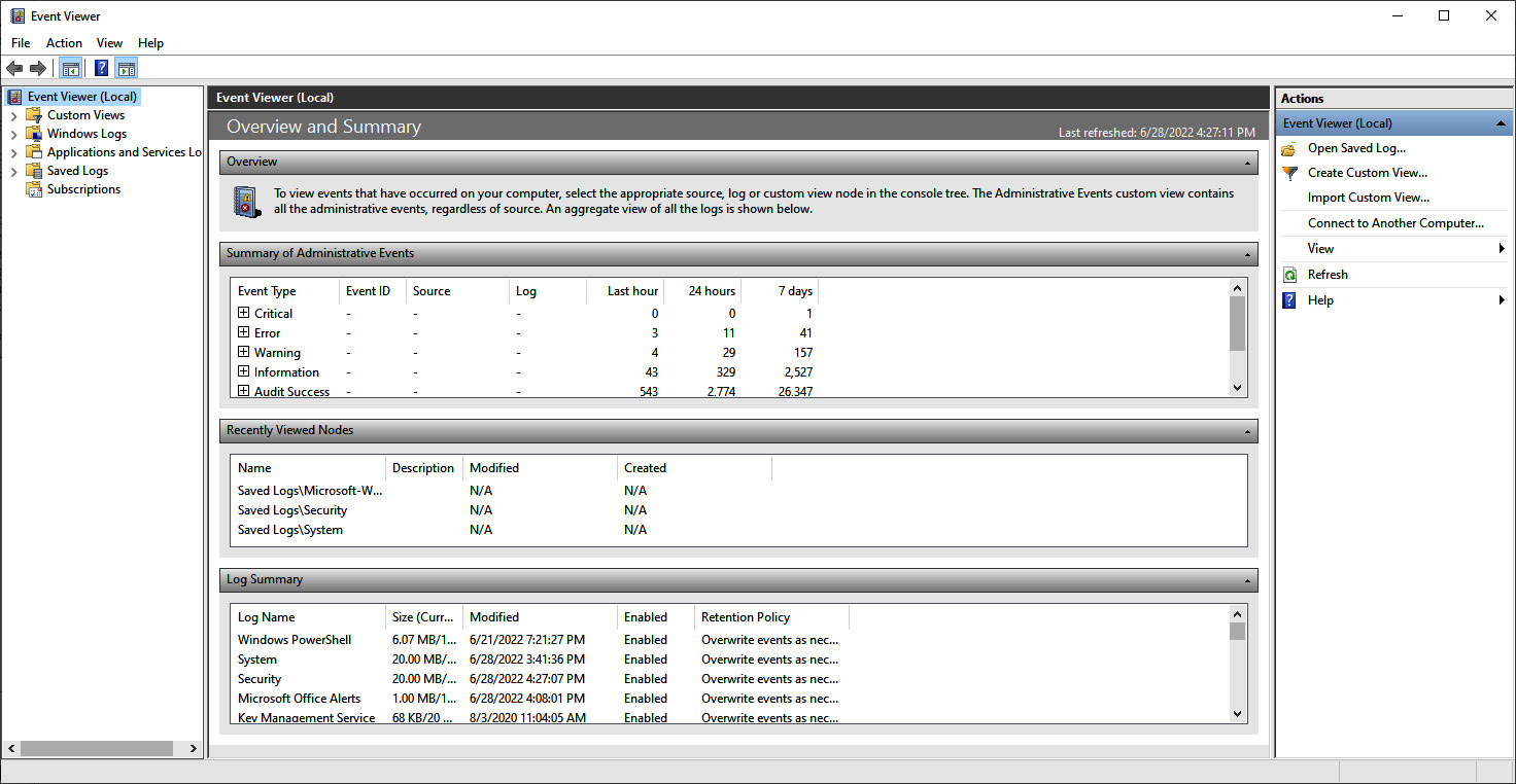 Figure 12.5 – Microsoft Windows Event Viewer
