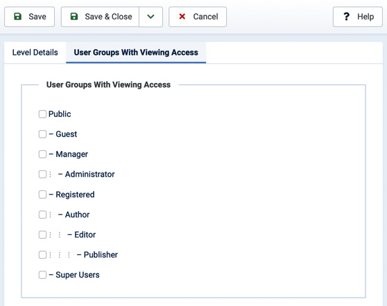 Figure 6.11 – New access level: User Groups With Viewing Access