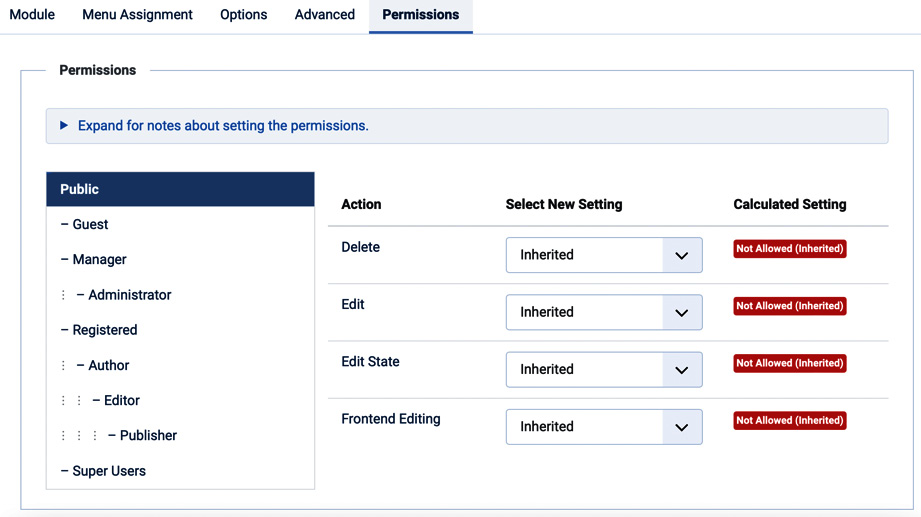 Figure 6.16 – Module permissions