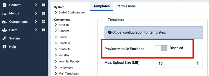 Figure 12.21 – Templates | Options