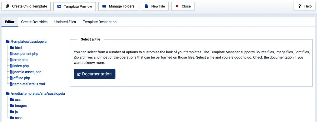 Figure 12.3 – Templates | Site Templates | Cassiopeia Details and Files