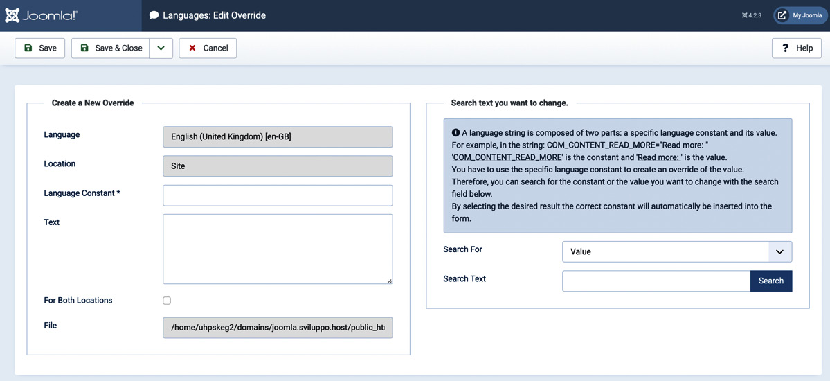 Figure 13.18 – Languages: Overrides | Edit Override