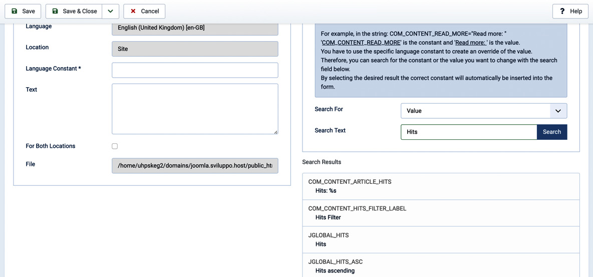 Figure 13.19 – Languages: Overrides | String search results