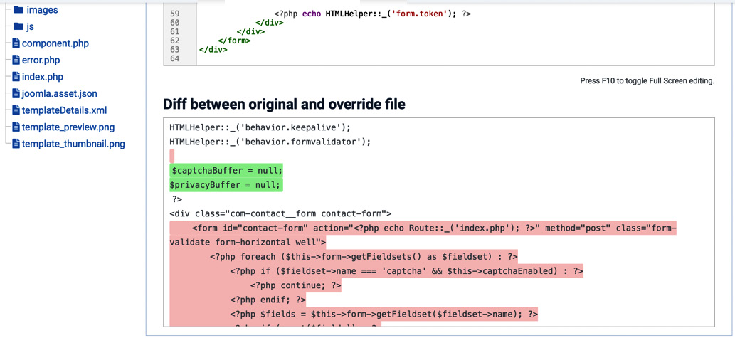 Figure 13.4 – Overrides | Updated Files | Show Difference