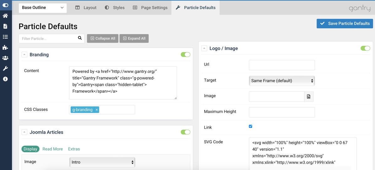 Figure 15.20 – Gantry | Helium theme | Particle Defaults