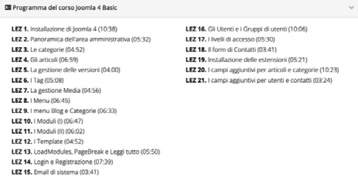 Figure 18.6 – Online academy – course table of contents