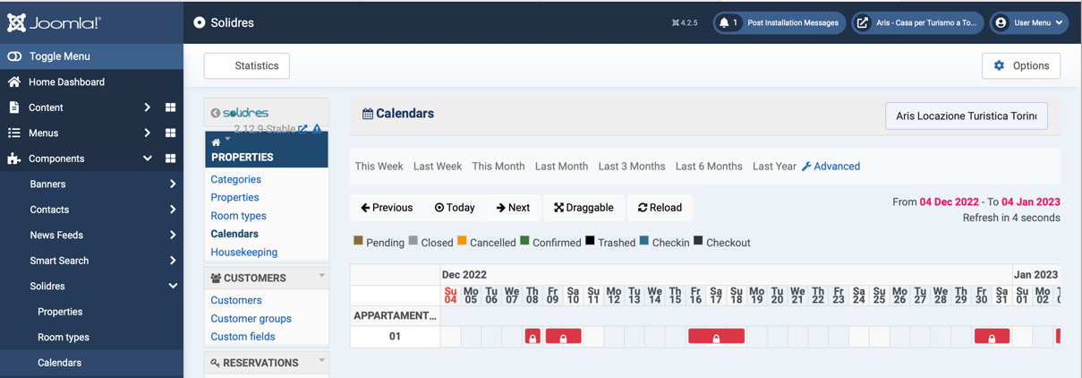 Figure 19.5 – Solidres | availability calendar