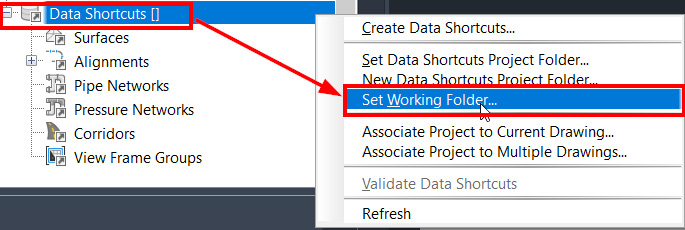 Figure 3.2 – Set Working Folder… selection
