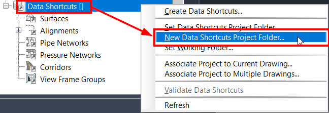 Figure 3.4 – New Data Shorcuts Project Folder…
