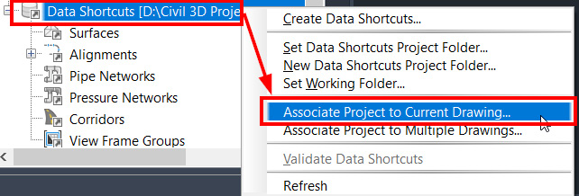 Figure 3.6 – Associate Project to Current Drawing…
