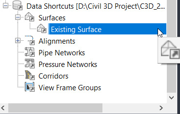 Figure 3.10 – Surface model data shortcut
