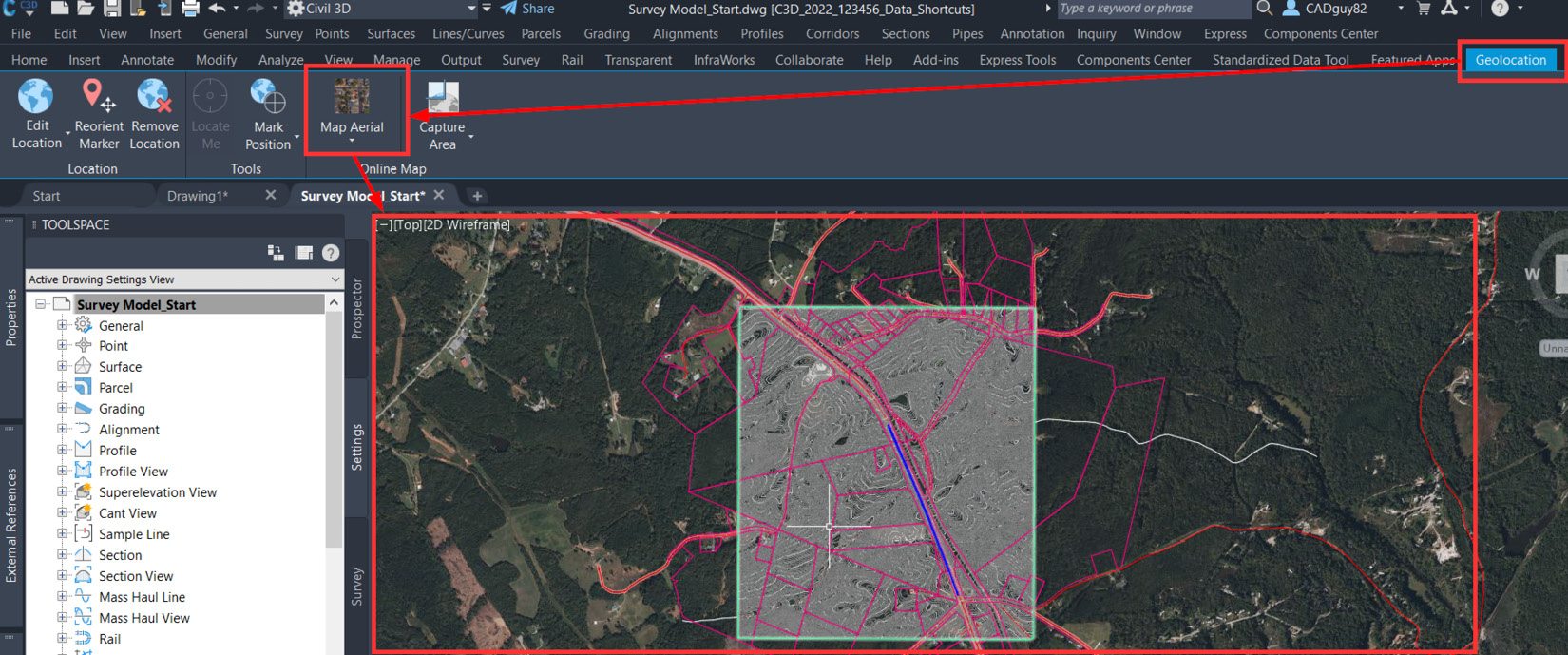 Figure 4.4 – Map Aerial from the Geolocation ribbon
