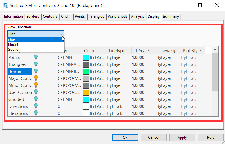 Figure 4.12 – Surface Style display settings
