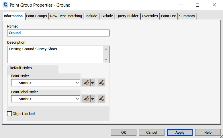 Figure 5.10 – Point Group Properties information tab
