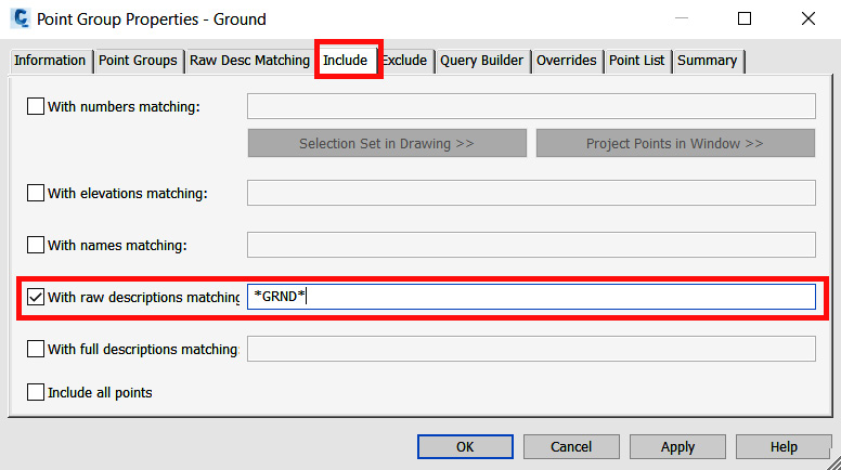 Figure 5.11 – Point Group Properties – With raw descriptions matching
