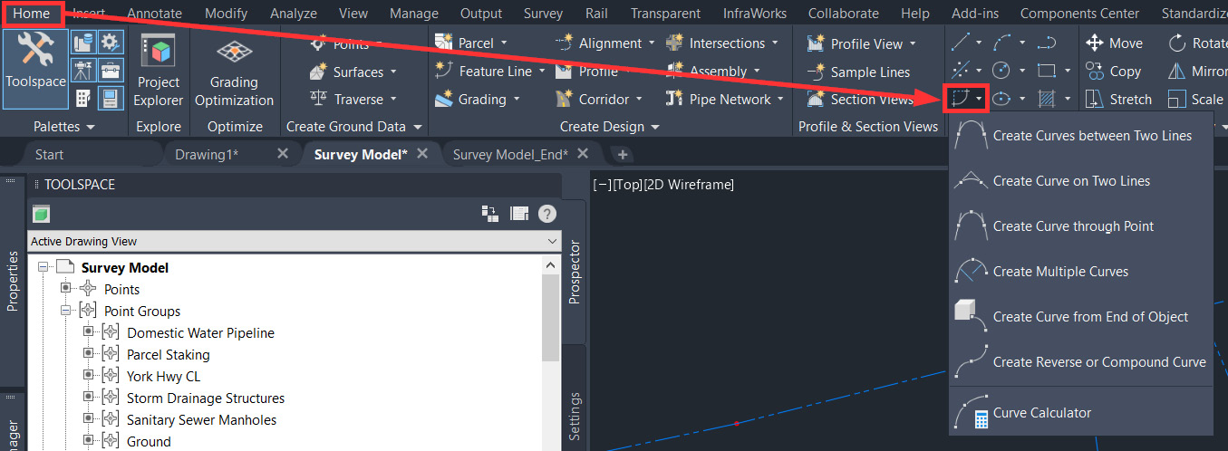 Figure 5.26 – Curve commands
