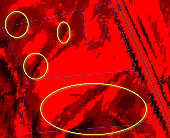 Figure 6.21 – Steep slopes within SRF - Existing Grade – FromSurveyPoints
