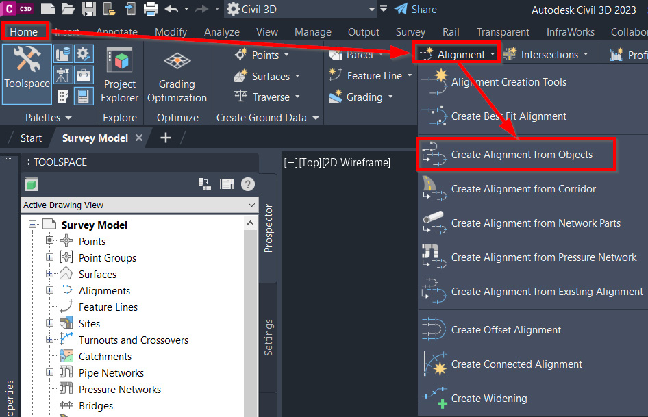 Figure 7.6 – Create Alignment from Objects
