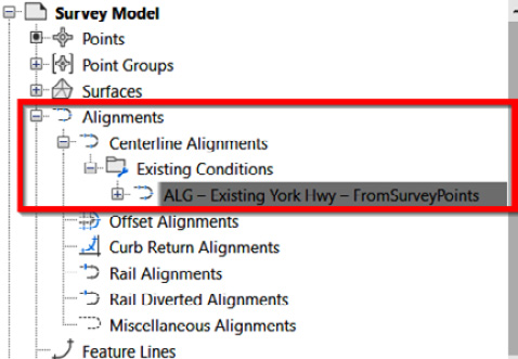 Figure 7.11 – Centerline alignment organization
