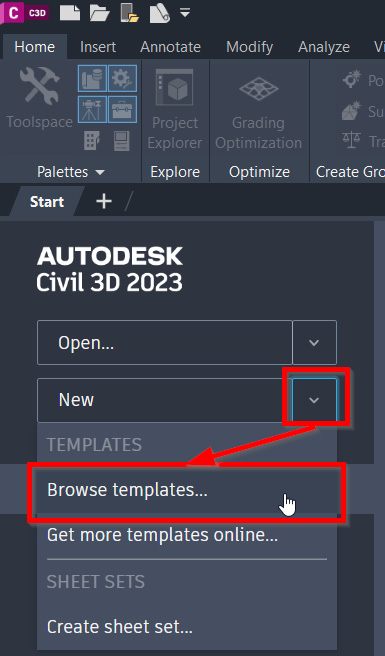 Figure 7.13 – Start screen – Creating a new file from templates
