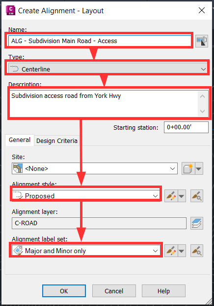 Figure 7.19 – Create Alignment dialog box
