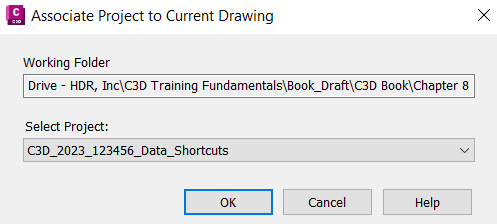 Figure 9.1 – Associate Project to Current Drawing dialog
