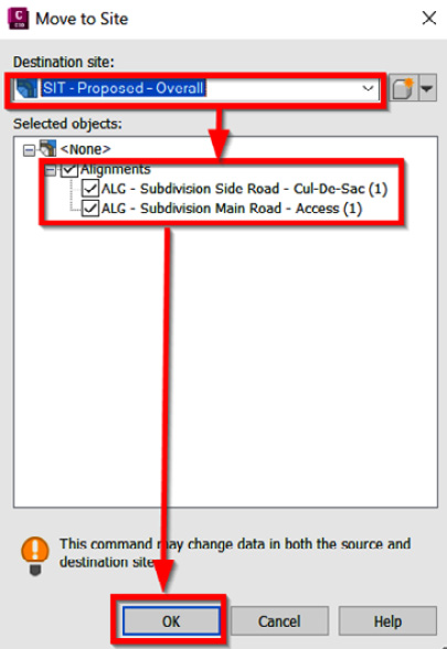 Figure 9.10 – Move to Site dialog box
