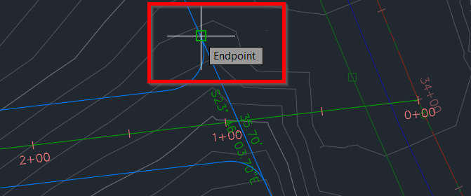 Figure 9.16 – Snapping to the endpoint of our right-of-way parcel
