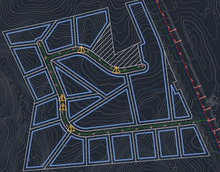 Figure 9.26 – Creating feature lines from an object: selection of setback polylines
