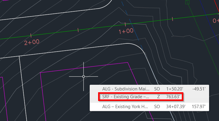 Figure 9.31 – Identifying the approximate elevation on the roadside of the setbacks
