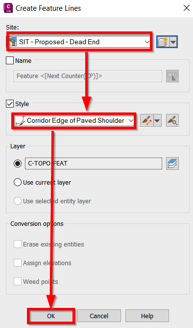 Figure 11.12 – Create Feature Lines dialog box
