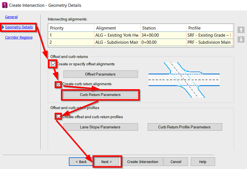 Figure 11.19 – Create Intersection dialog box | Geometry Details tab
