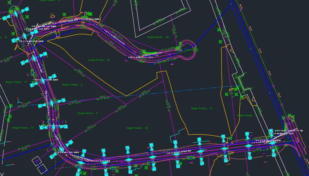 Figure 13.5 – Sample lines created for the SALG – Subdivision Main Road – Access sample line group
