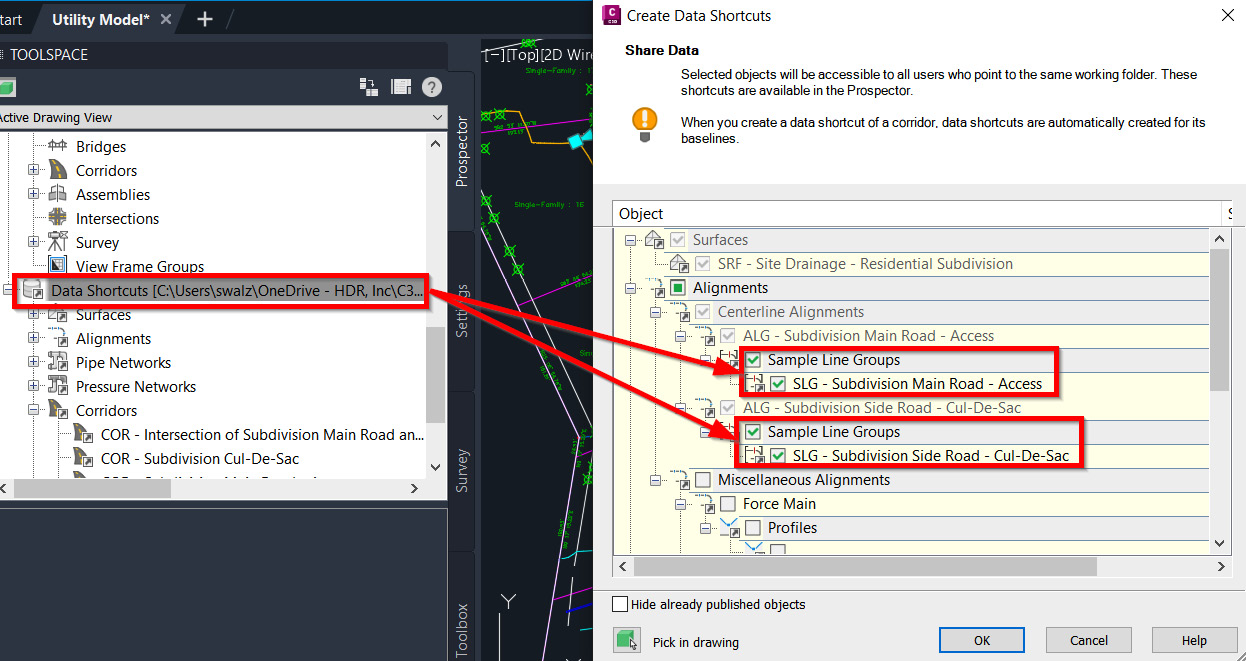 Figure 13.7 – Create Data Shortcuts of Sample Line Groups
