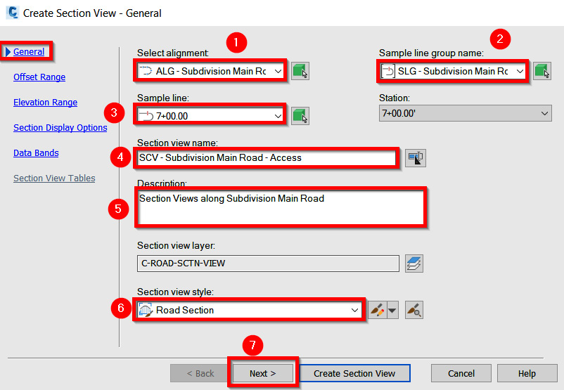 Figure 13.13 – The Create Section View – General tab
