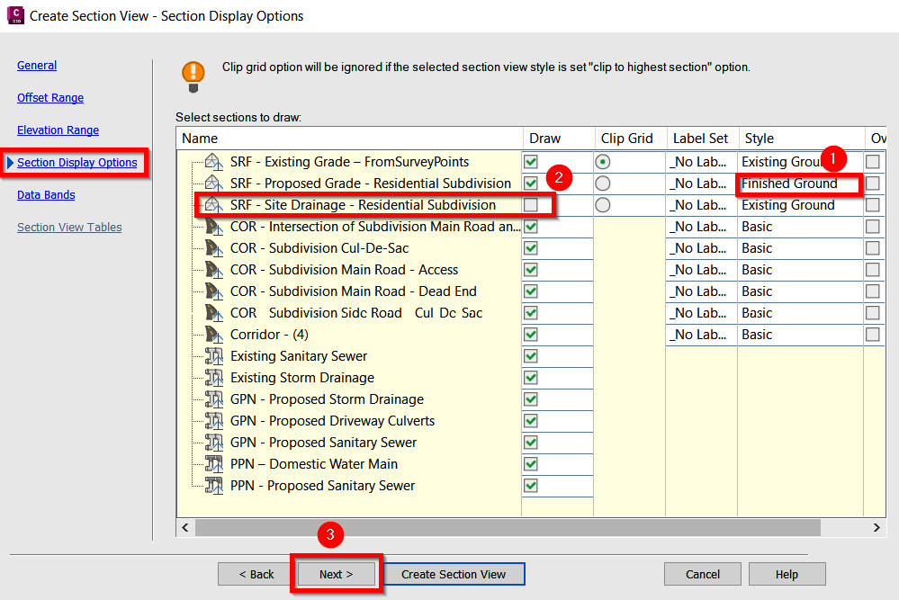 Figure 13.16 – The Create Section View – Section Display Options tab
