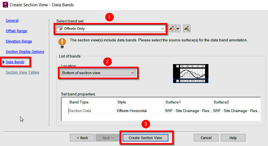 Figure 13.17 – The Create Section View – Data Bands tab
