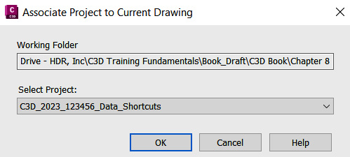 Figure 14.1 – Associating the current drawing with the project
