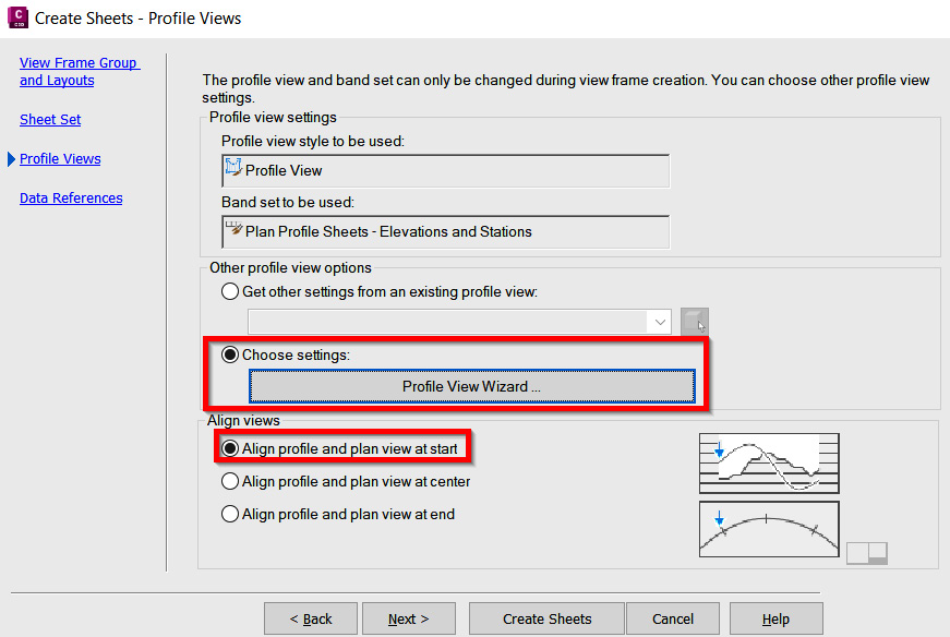 Figure 14.25 – Create Sheets dialog box – Profile Views
