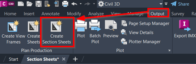 Figure 14.28 – Activating the Create Section Sheets tool
